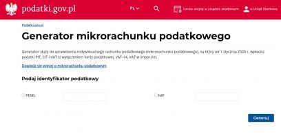 generator mikrorachunku podatkowego