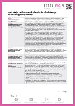 Instrukcja naliczania ekwiwalentu pieniężnego za urlop wypoczynkowy