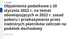 Objaśnienia podatkowe MF w sprawie nowych zasad poboru zaliczek na PIT 